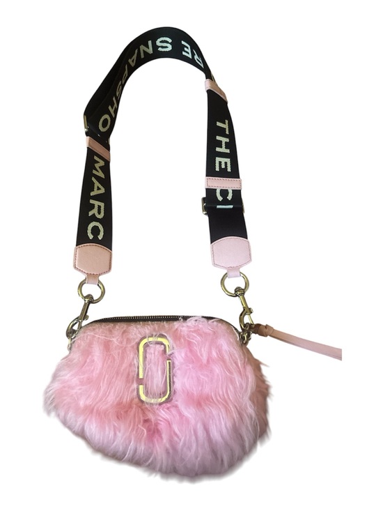 Marc Jacobs Handbags - Marc Jacobs Pink Faux Fur Crossbody with Black Logo Strap